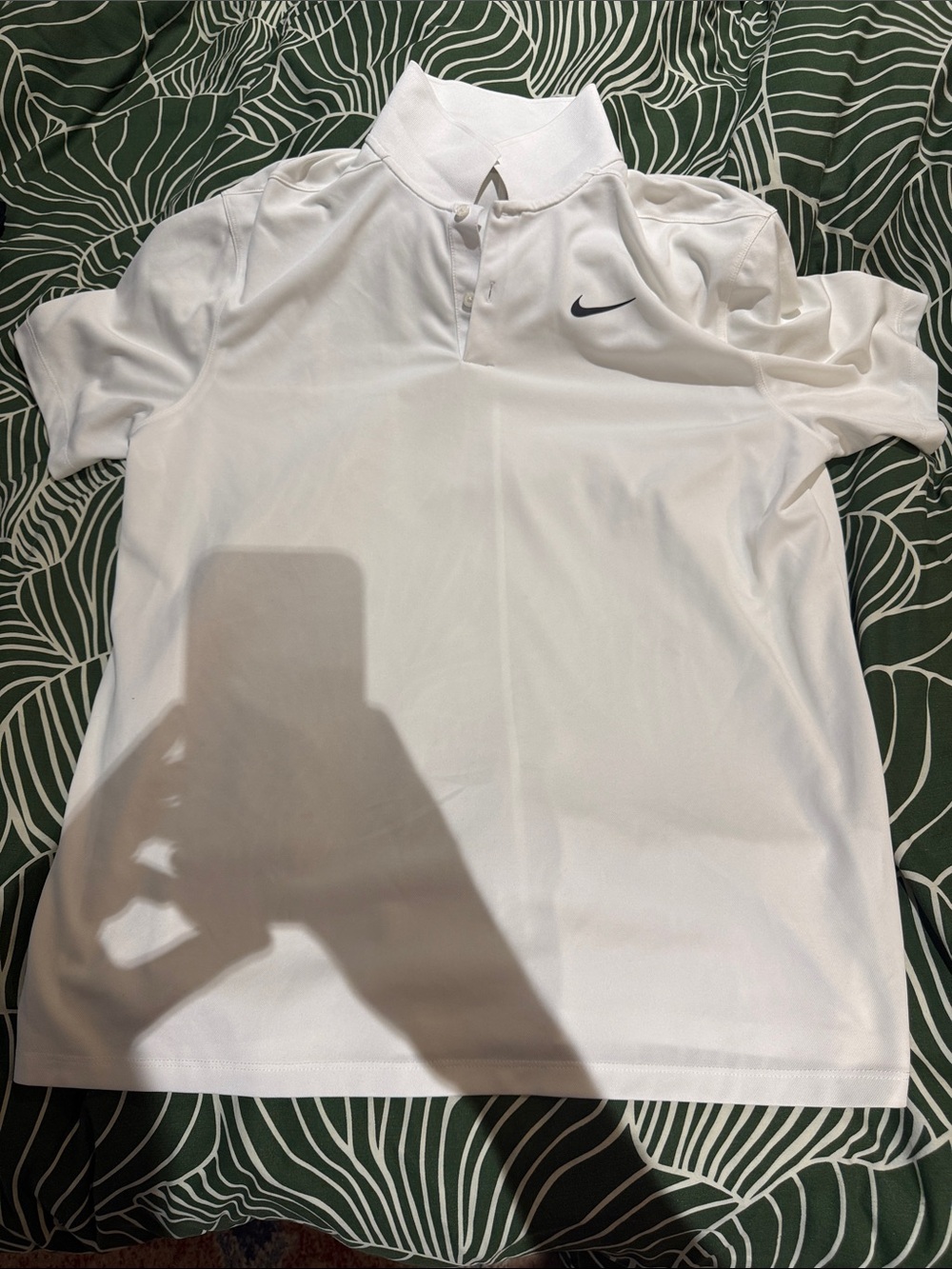Nike White Men’s Polo with Black Swoosh